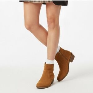 Vionic Boots Vera Suede Leather Brown Water Resistant Ankle Boots Womens Sz 8